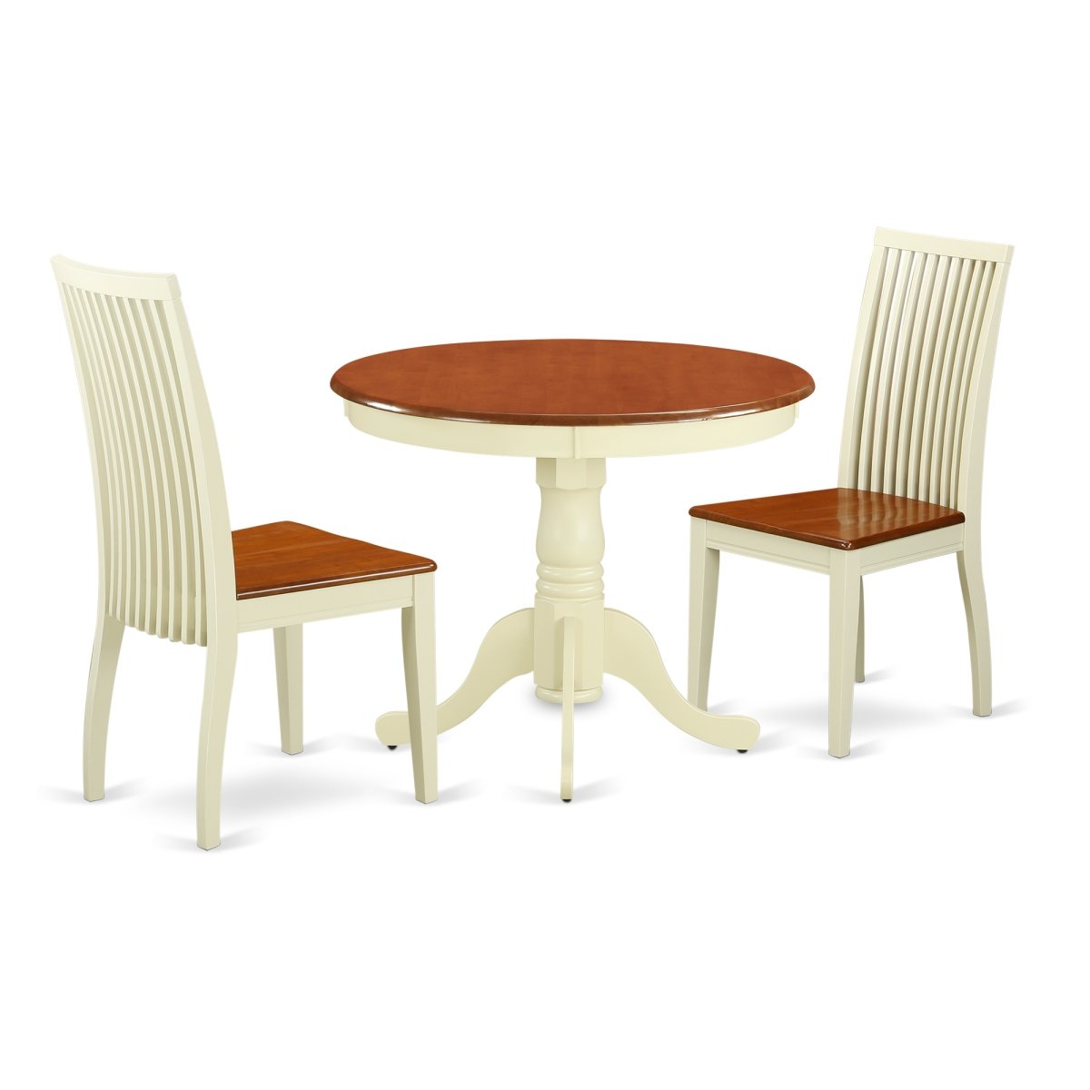 Picture of East West Furniture ANIP3-BMK-W 3 Piece Kitchen Table Set&#44; Buttermilk & Cherry