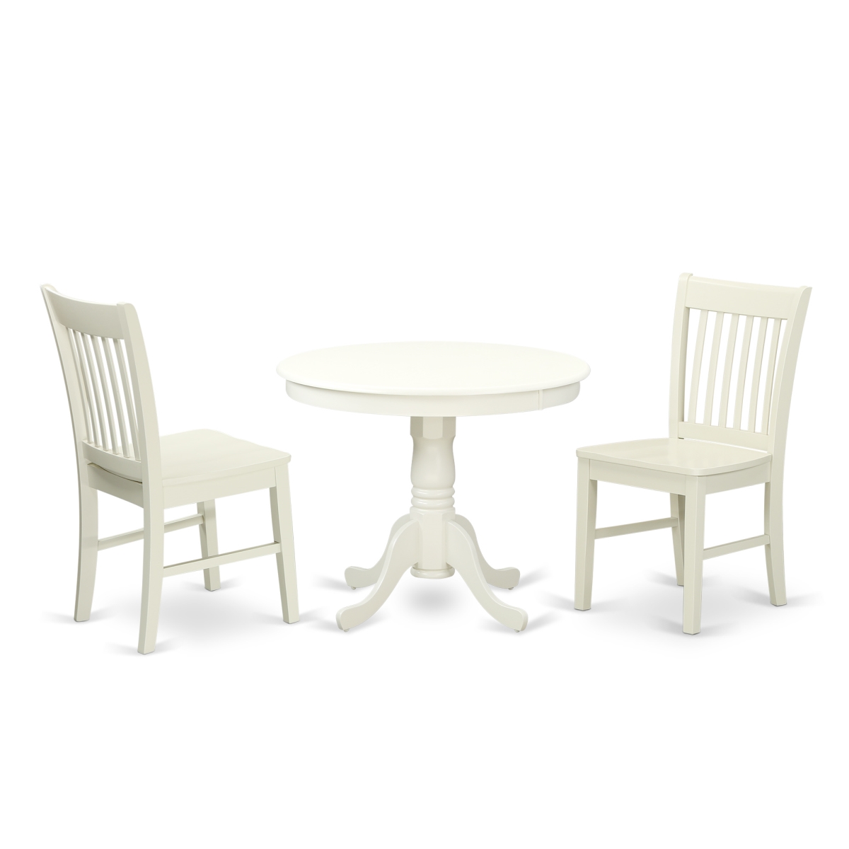 Picture of East West Furniture ANNO3-LWH-W 3 Piece Kitchen Table Set, Linen White