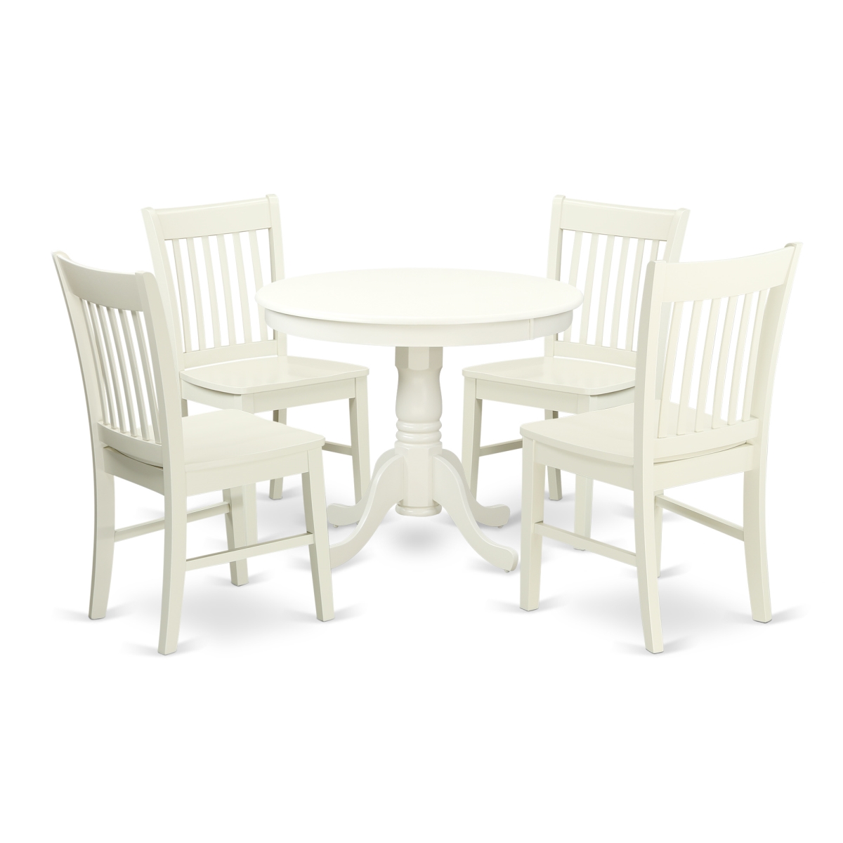Picture of East West Furniture ANNO5-LWH-W 5 Piece Kitchen Table Set, Linen White