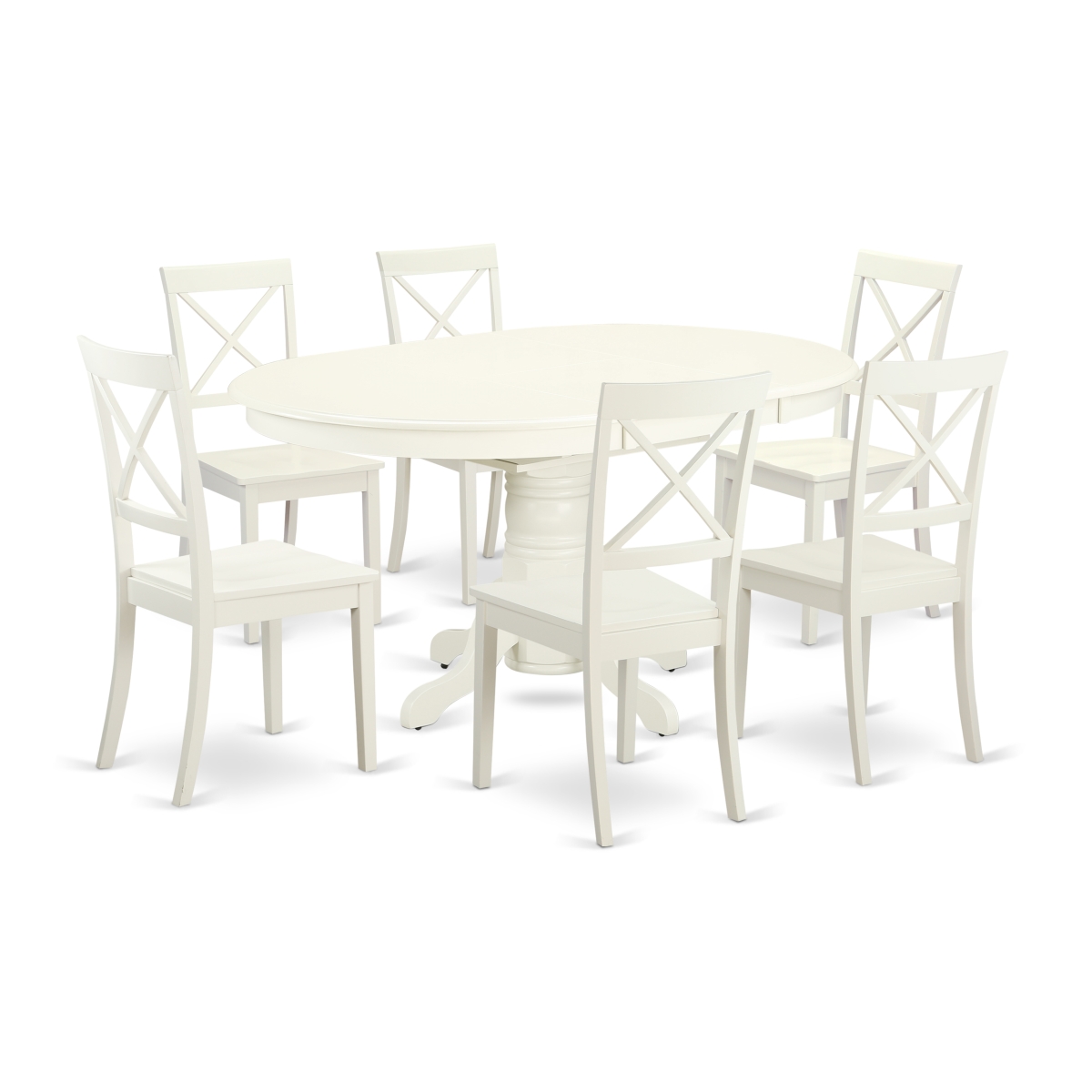 Picture of East West Furniture AVBO7-LWH-W 7 Piece Dining Set, Linen White
