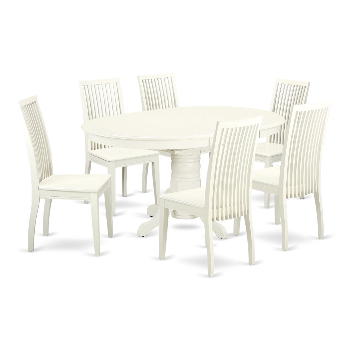 7 Piece Dining Set, Linen White
