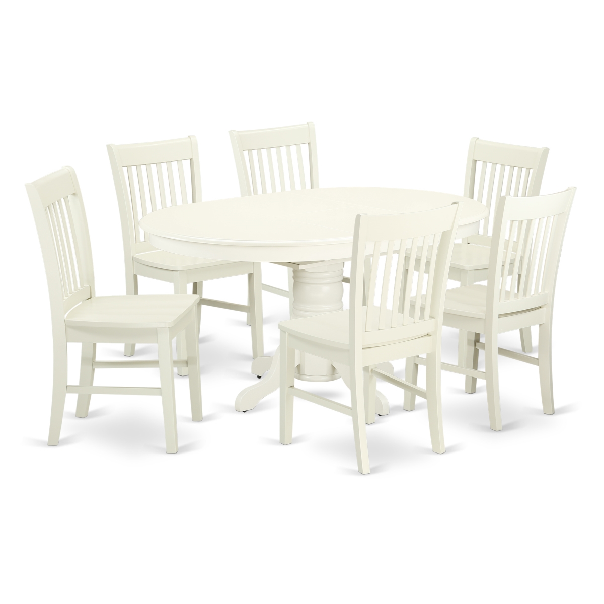 Picture of East West Furniture AVNO7-LWH-W 7 Piece Dining Set, Linen White