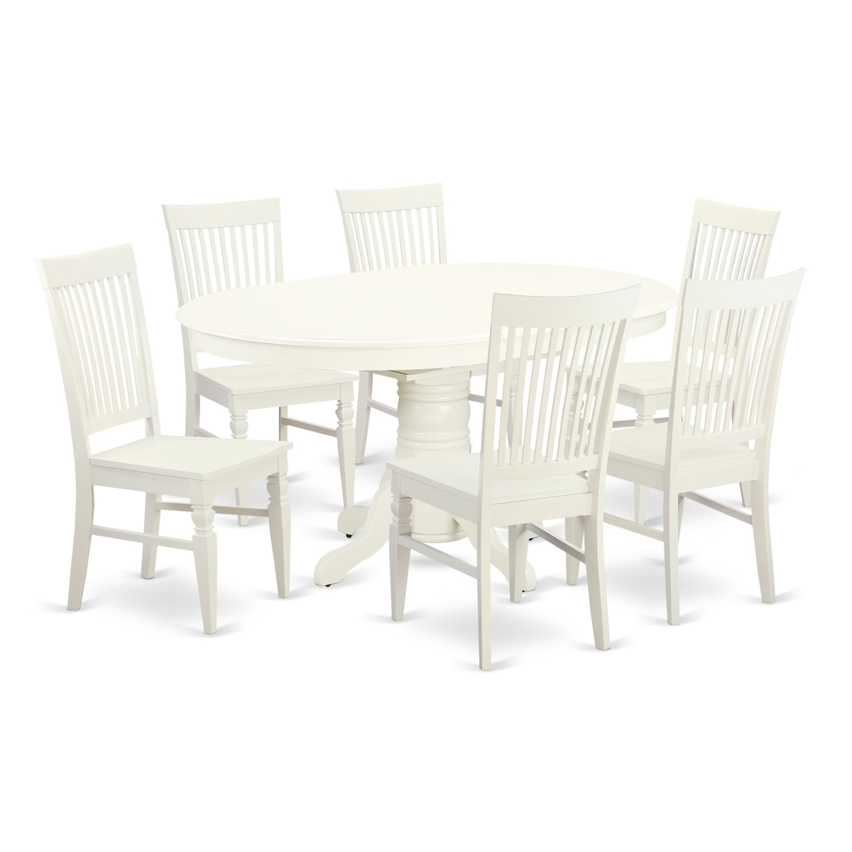 7 Piece Dining Set, Linen White