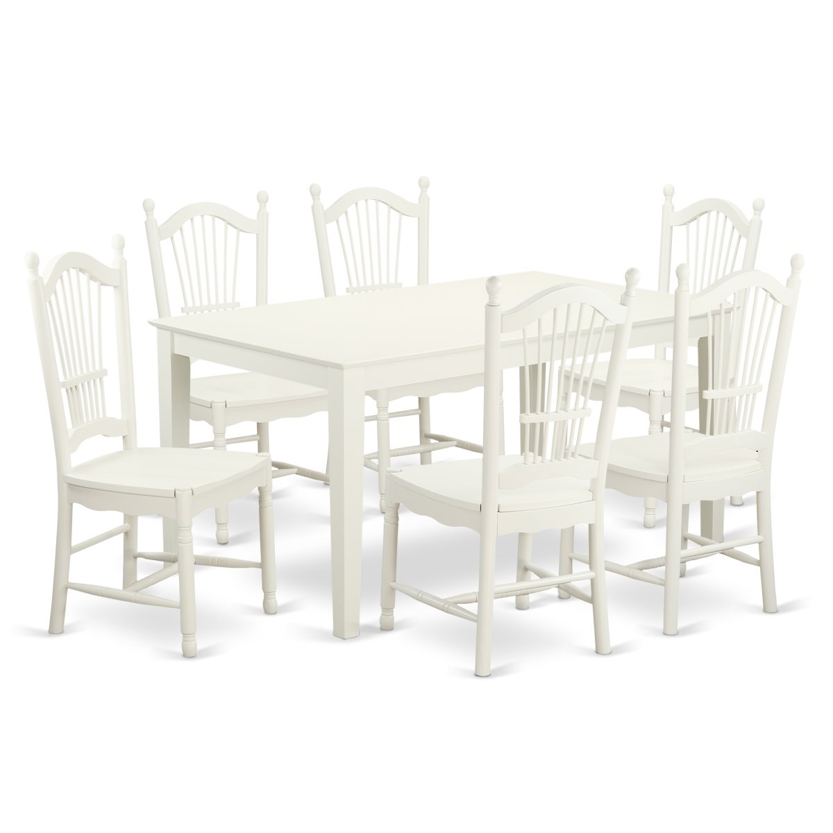 Picture of East West Furniture CADO7-LWH-W 7 Piece Dining Table Set