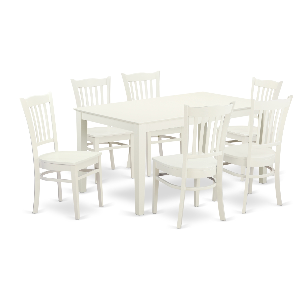 Picture of East West Furniture CAGR7-LWH-W 7 Piece Dining Table Set