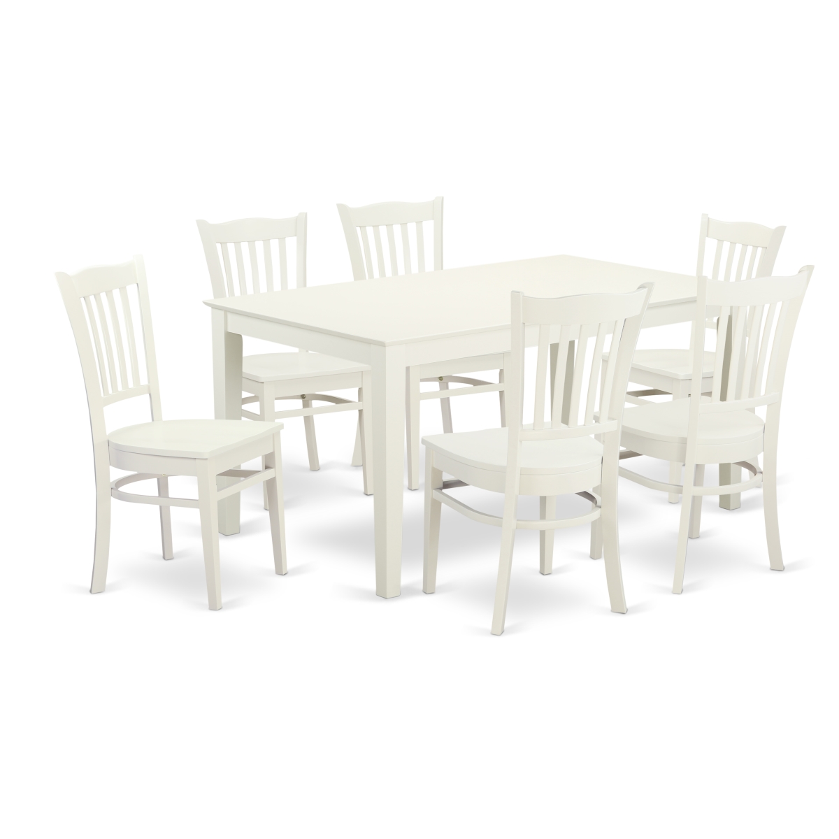7 Piece Dining Table Set - Linen White
