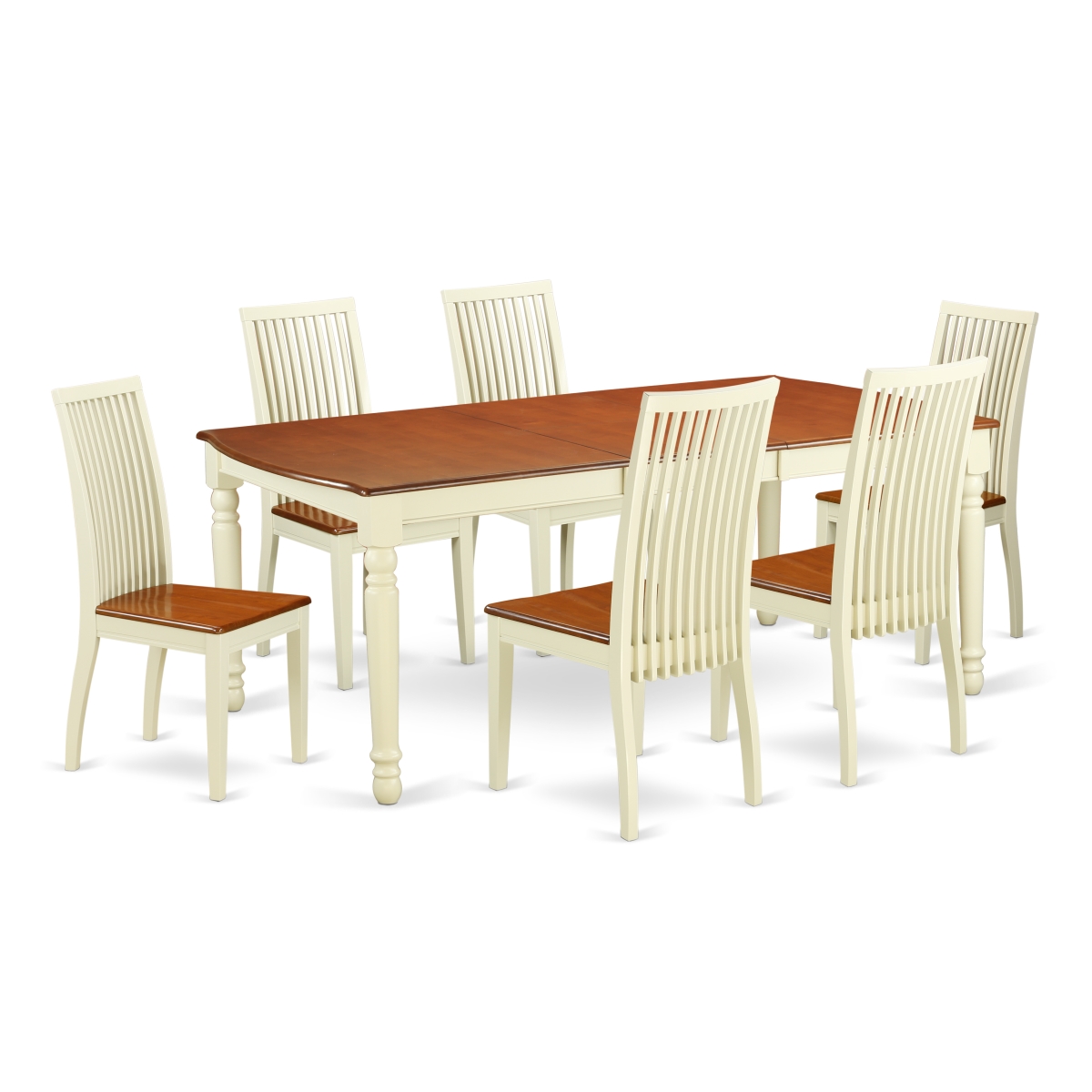 Picture of East West Furniture DOIP7-BMK-W 7 Piece Kitchen Tables & Chair set&#44; Buttermilk & Cherry
