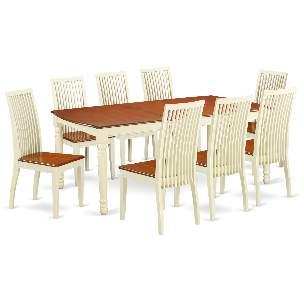 Picture of East West Furniture DOIP9-BMK-W 9 Piece Kitchen Tables & Chair set&#44; Buttermilk & Cherry