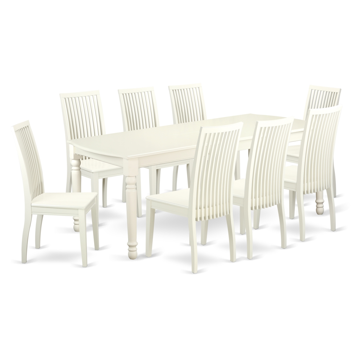 9 Piece Kitchen Tables & Chair set, Linen White