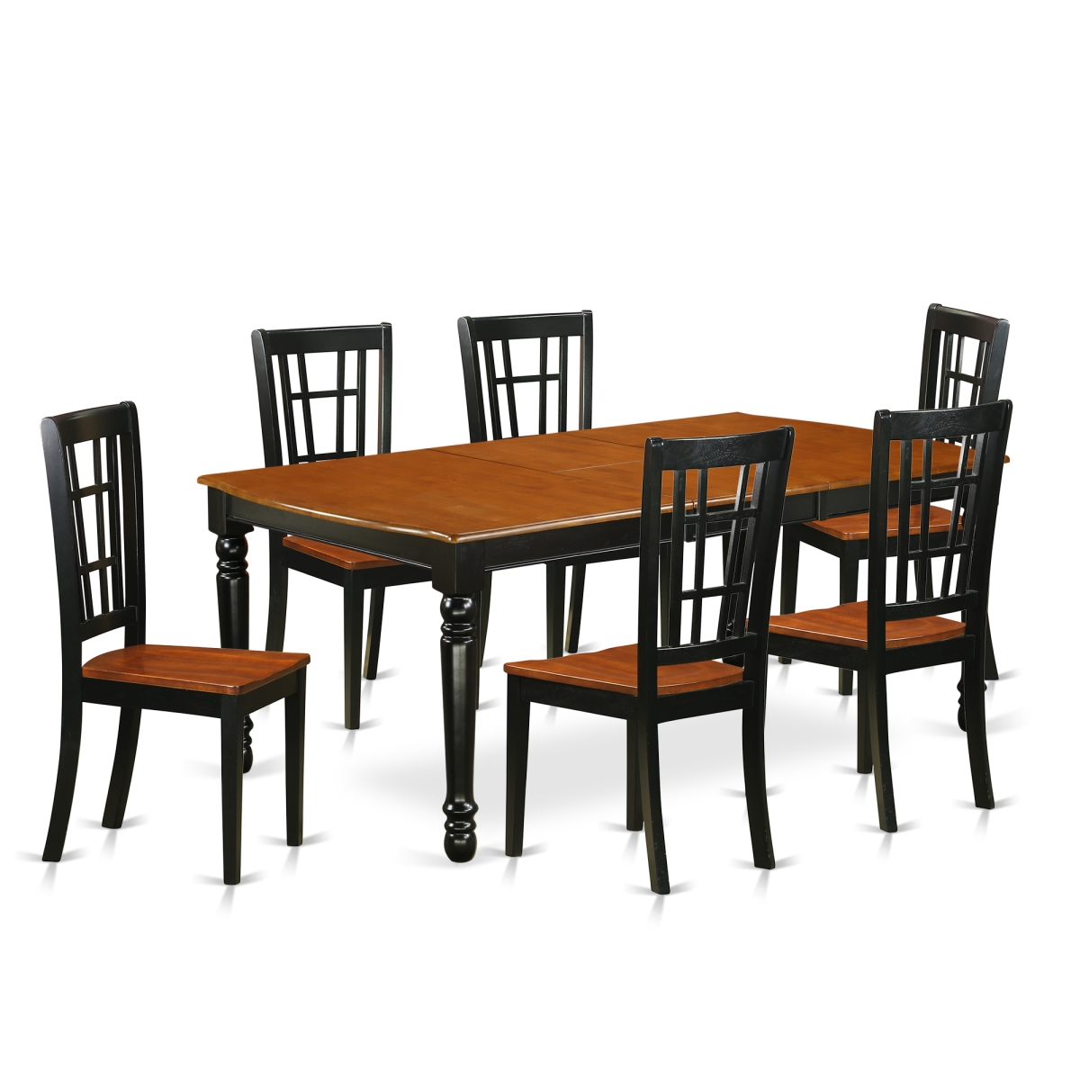 7 Piece Kitchen Tables & Chair set, Black & Cherry