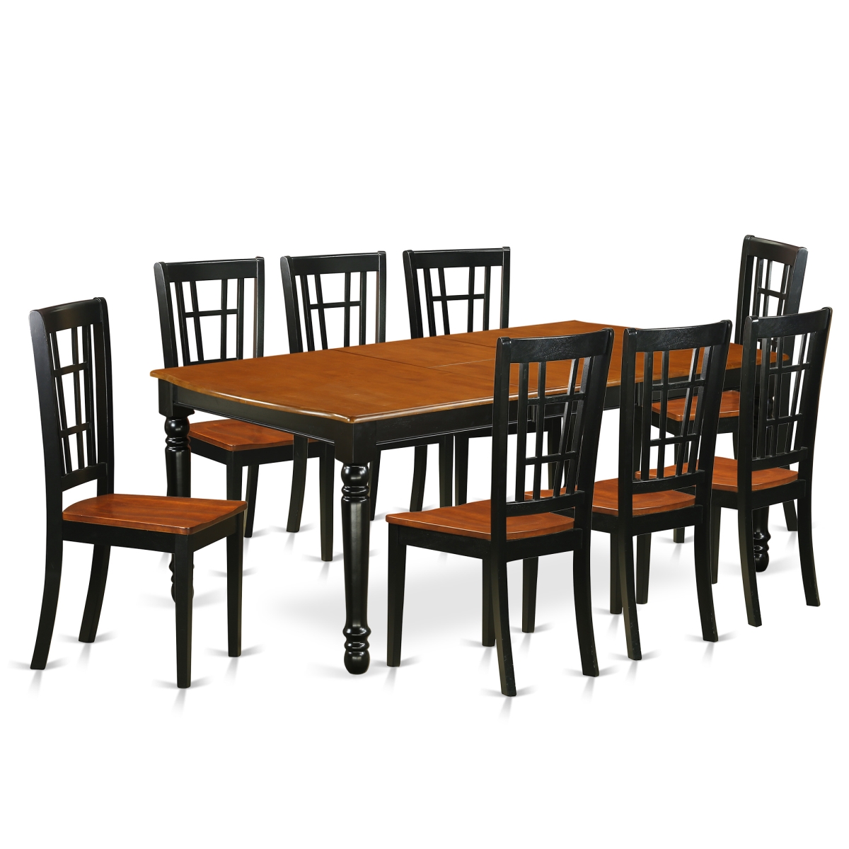 9 Piece Kitchen Tables & Chair set, Black & Cherry