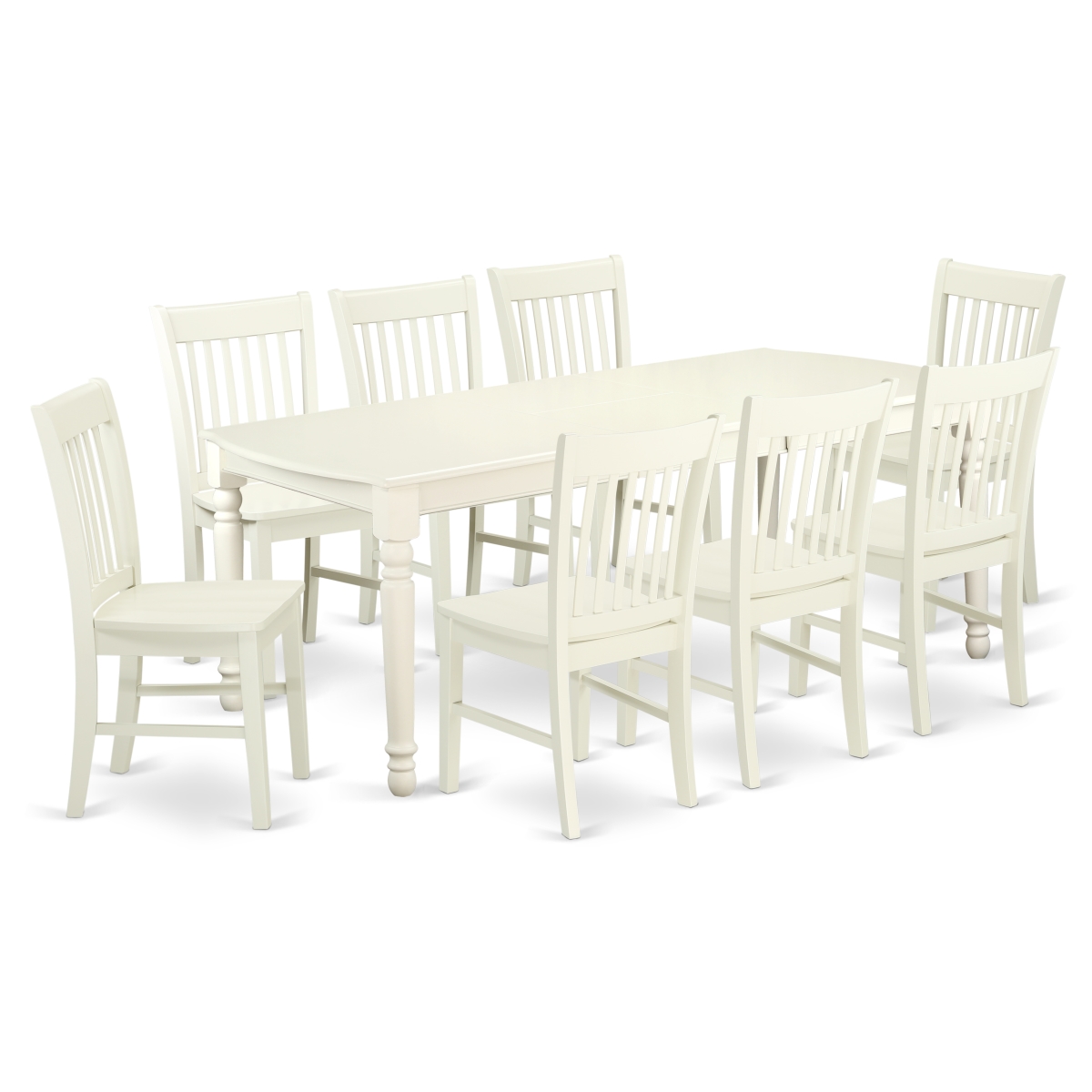 9 Piece Kitchen Tables & Chair set, Linen White