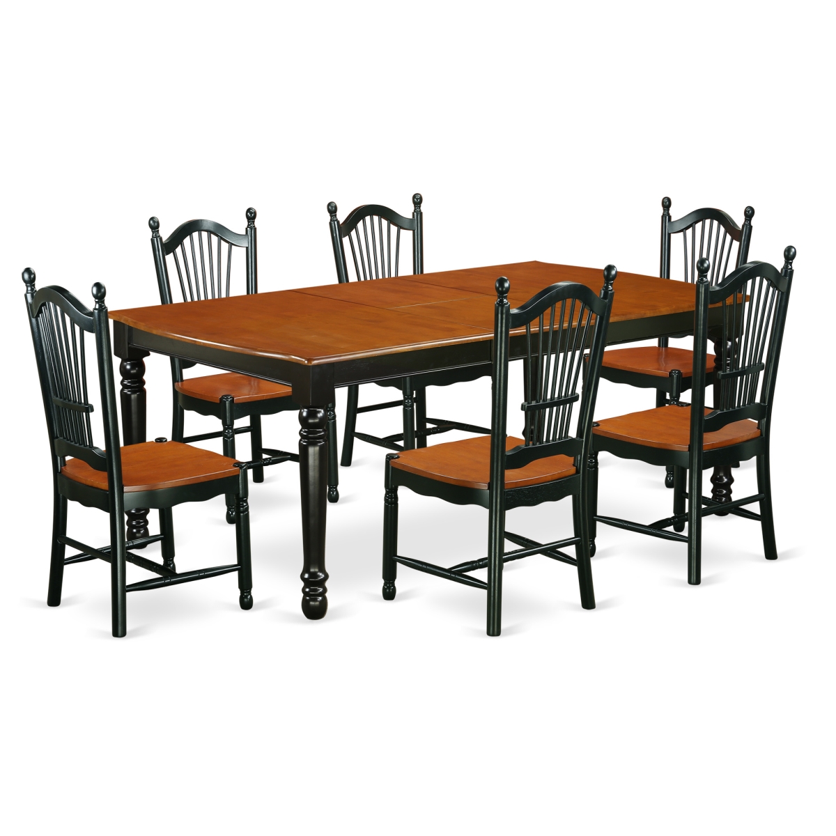 7 Piece Kitchen Tables & Chair set, Black & Cherry