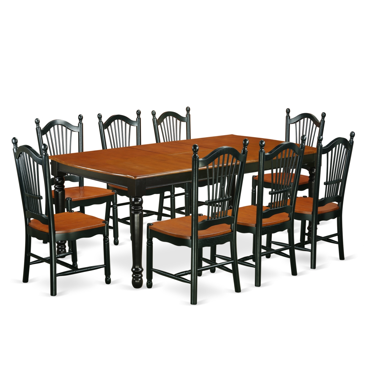 9 Piece Kitchen Tables & Chair set, Black & Cherry