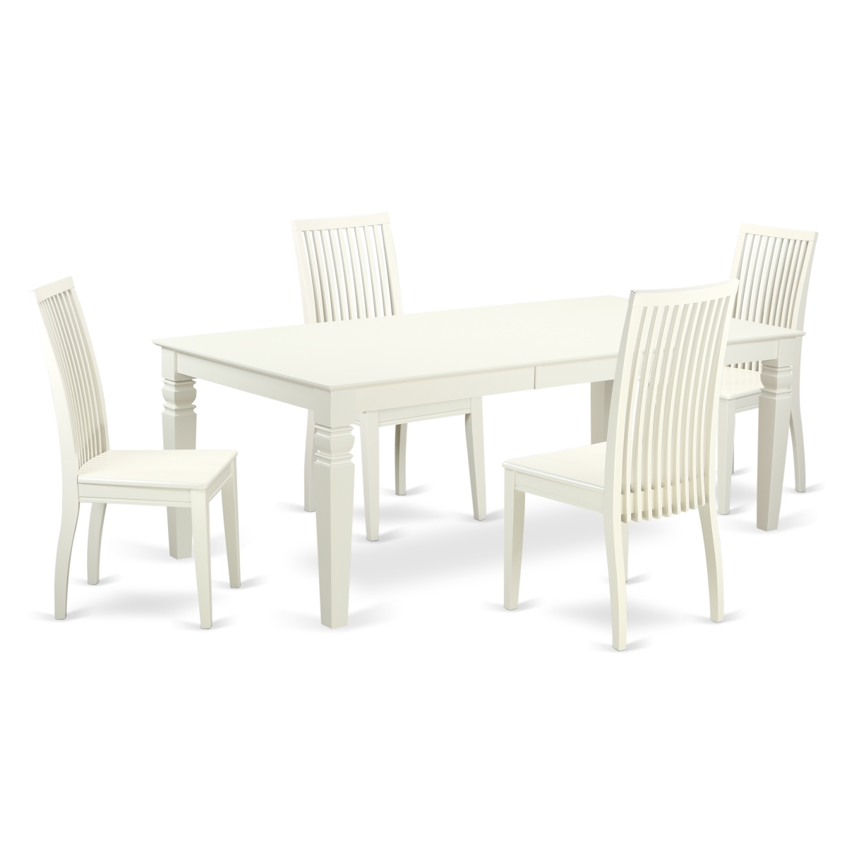 5 Piece Dining Room Set, Linen White