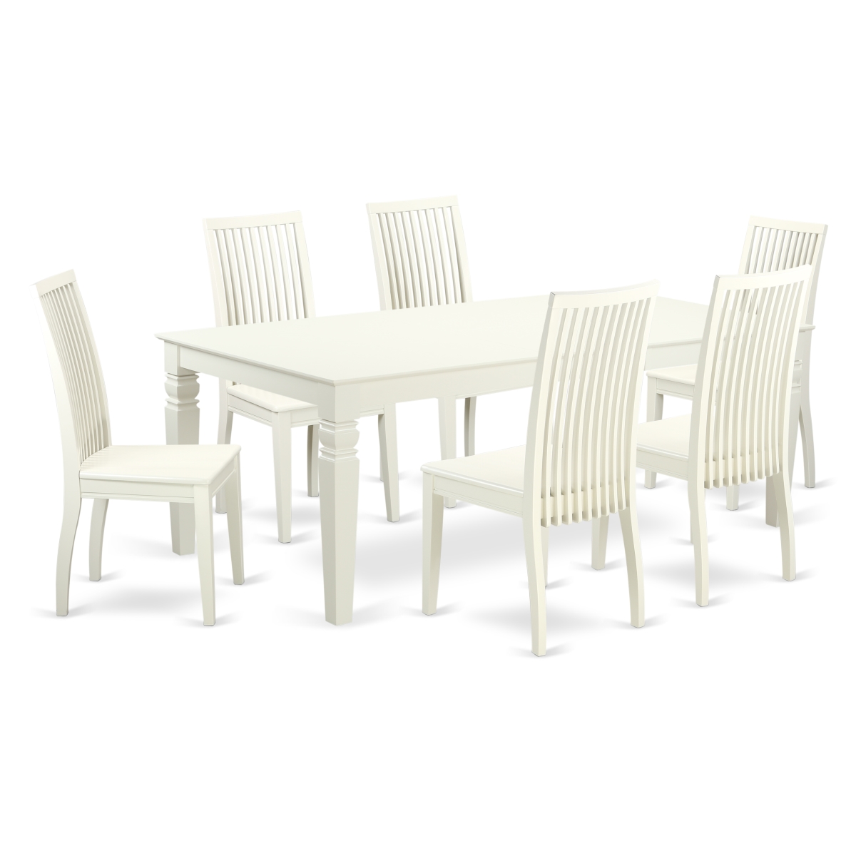 7 Piece Dining Set, Linen White