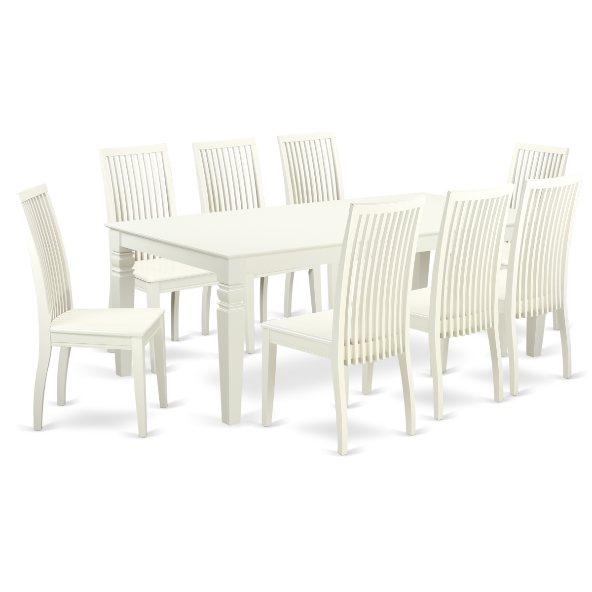 9 Piece Dining Room Set, Linen White