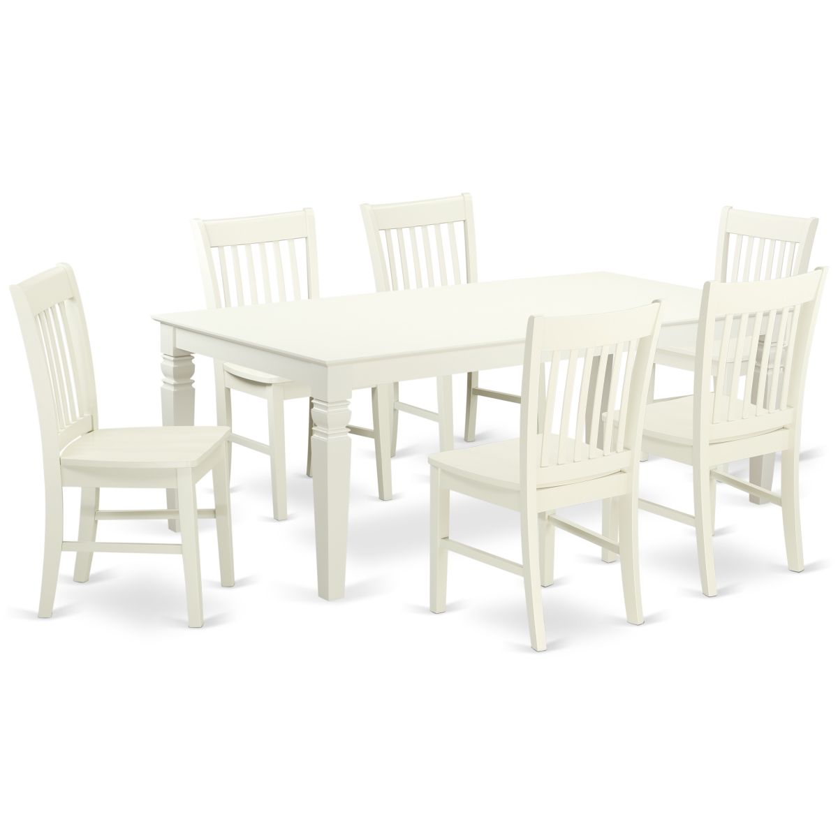 7 Piece Dining Set, Linen White