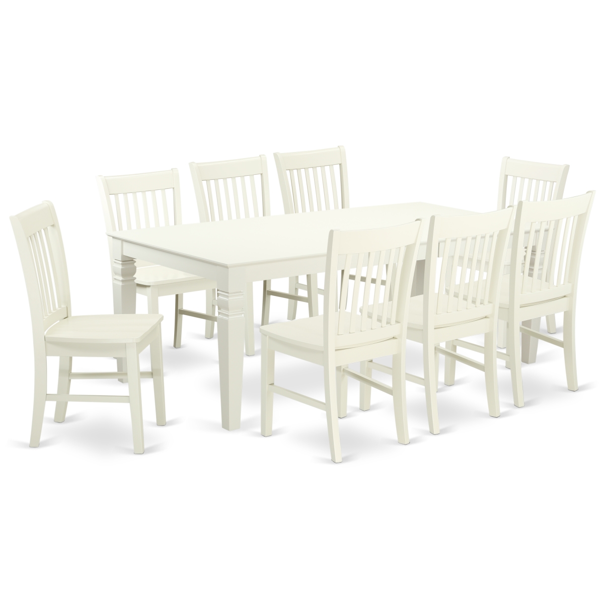 9 Piece Dining Room Set, Linen White