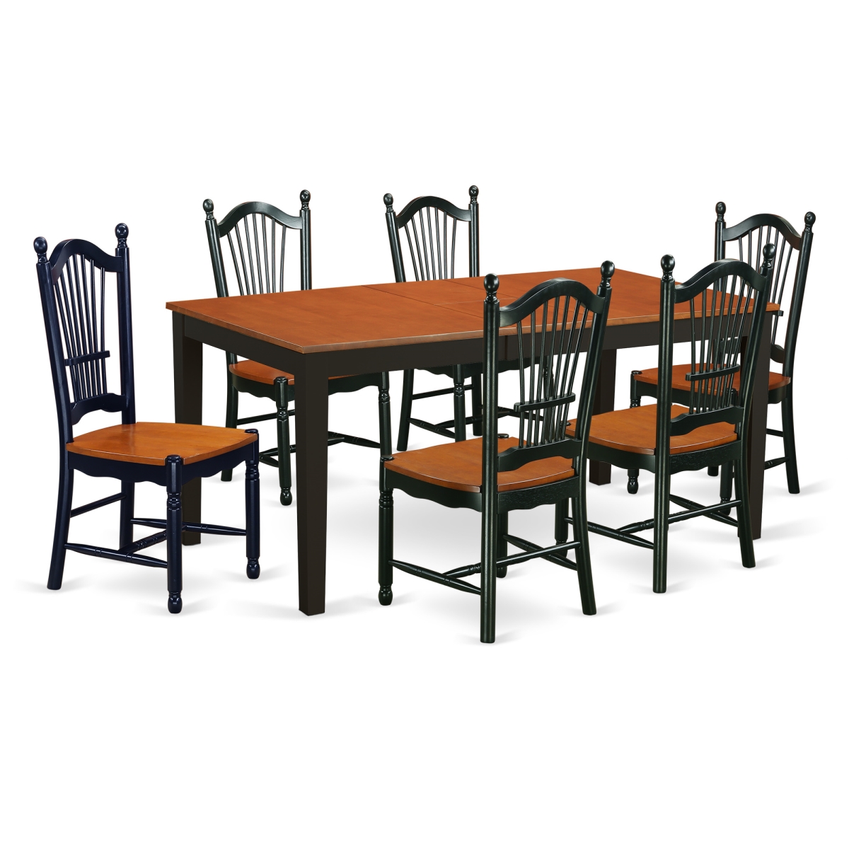 7 Piece Dinette Set, Black & Cherry