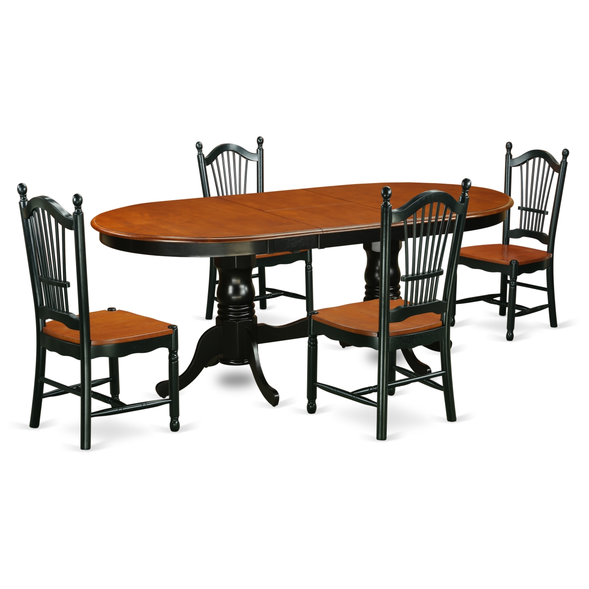 PLDO5-BCH-W 5 Piece Dining Room Set, Black & Cherry -  East West Furniture