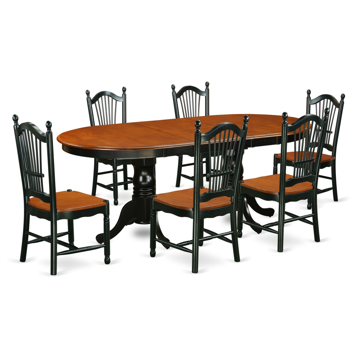 7 Piece Kitchen Table Set, Black & Cherry
