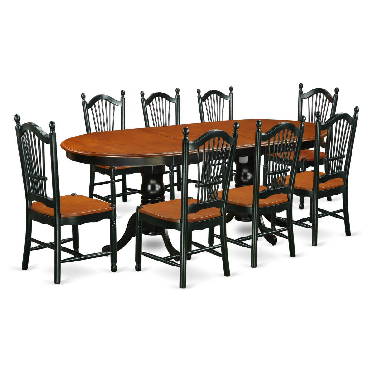 9 Piece Kitchen Table Set, Black & Cherry