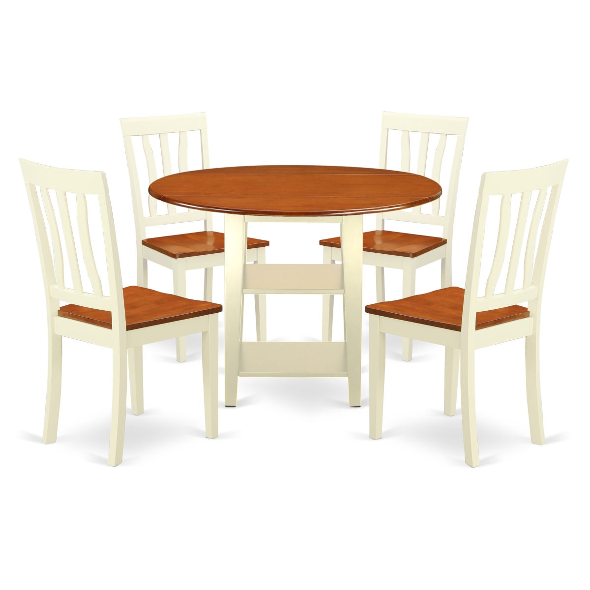 SUAN5-BMK-W 5 Piece Sudbury Set, Buttermilk & Cherry -  East West Furniture