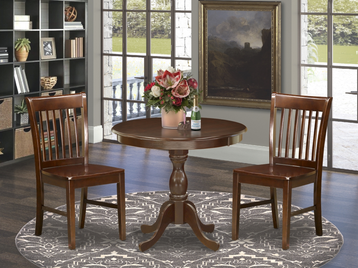 3 Piece Antique Dining Room Table Set - Mahogany