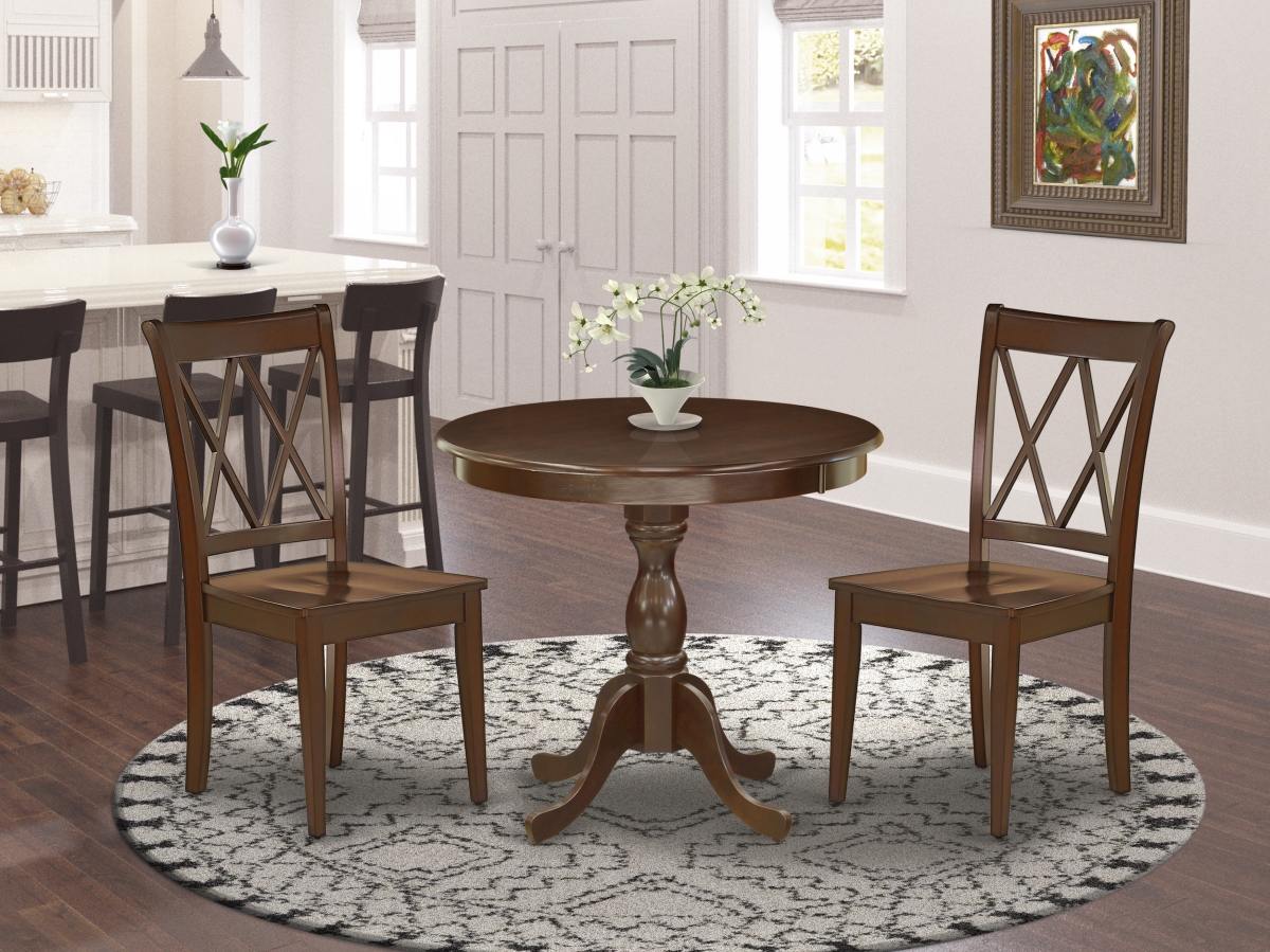 3 Piece Antique Dining Table Set - Mahogany