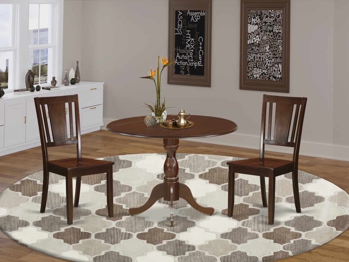 3 Piece Dublin Wood Dining Table Set - Mahogany