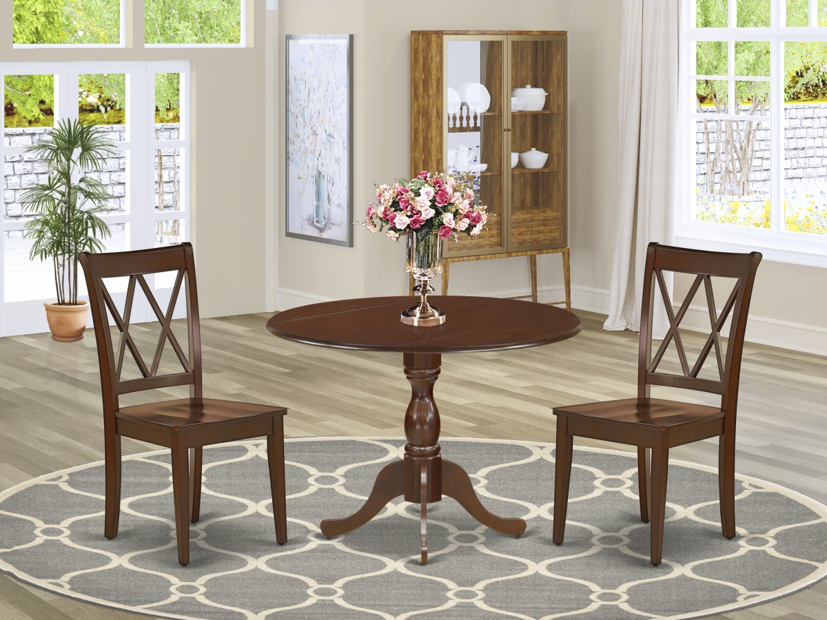 3 Piece Dublin Wood Dining Table Set - Mahogany