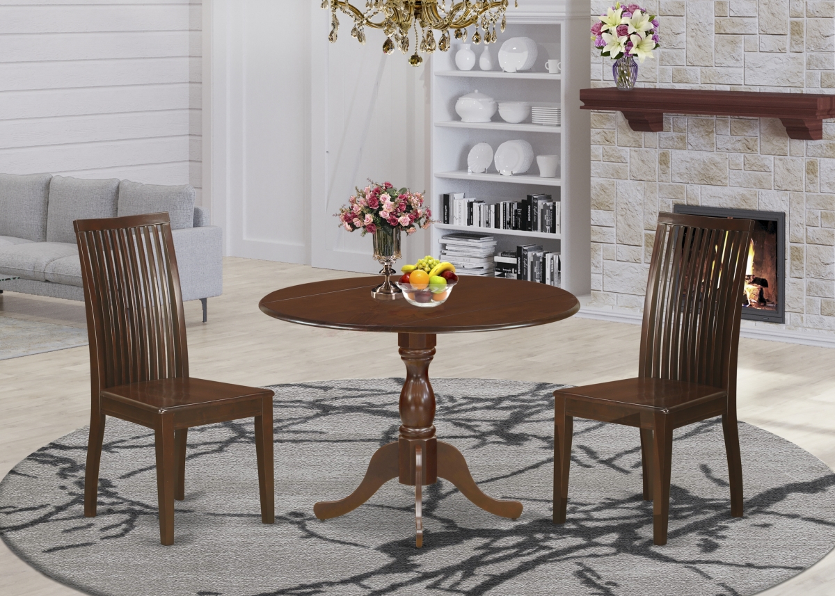 3 Piece Dublin Dropleaf Dining Table Set - Mahogany