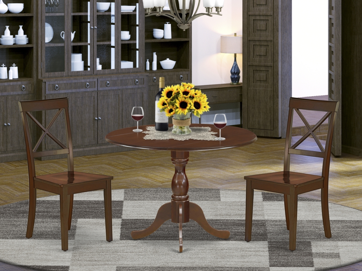 3 Piece Dublin Wooden Dining Table Set - Mahogany