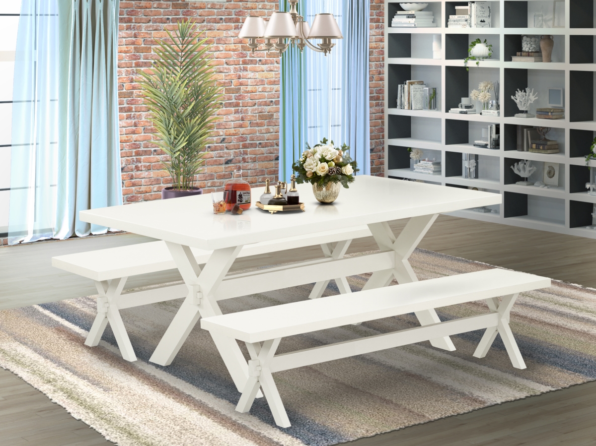 3 Piece X-Style Dinette Set - Linen White