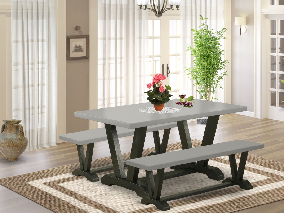 3 Piece V-Style Kitchen Furniture Set - Cement & Wire Brushed Black
