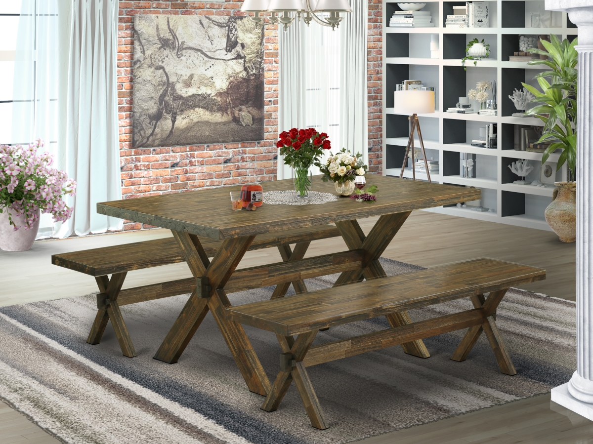 X2-776 3 Piece X-Style Kitchen Table Set - Distressed Jacobean