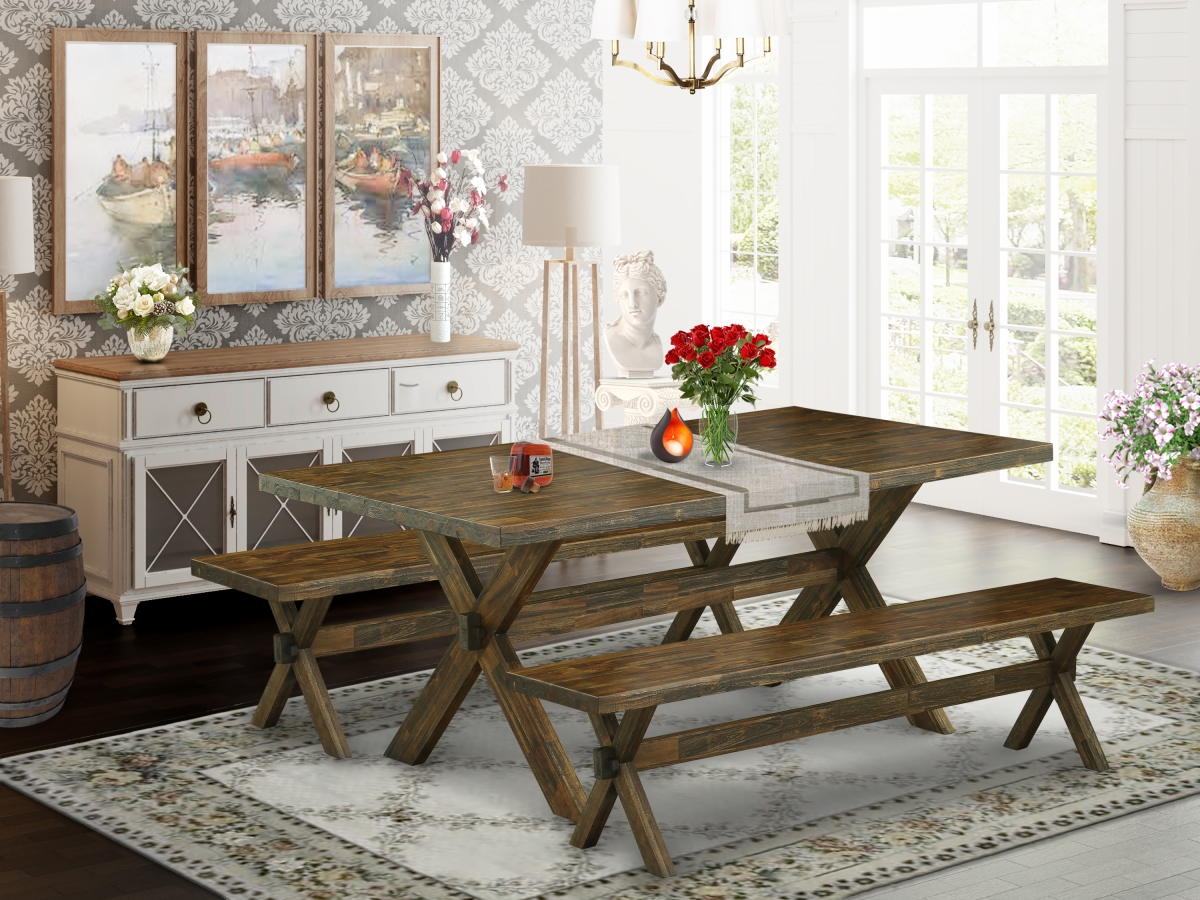 3 Piece X-Style Dining Room Set - Distressed Jacobean