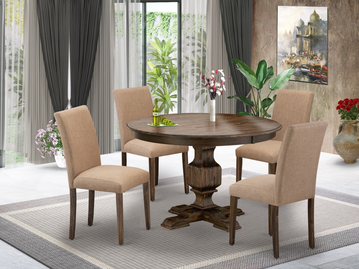 5 Piece Dining Set - Distressed Jacobean & Light Sable