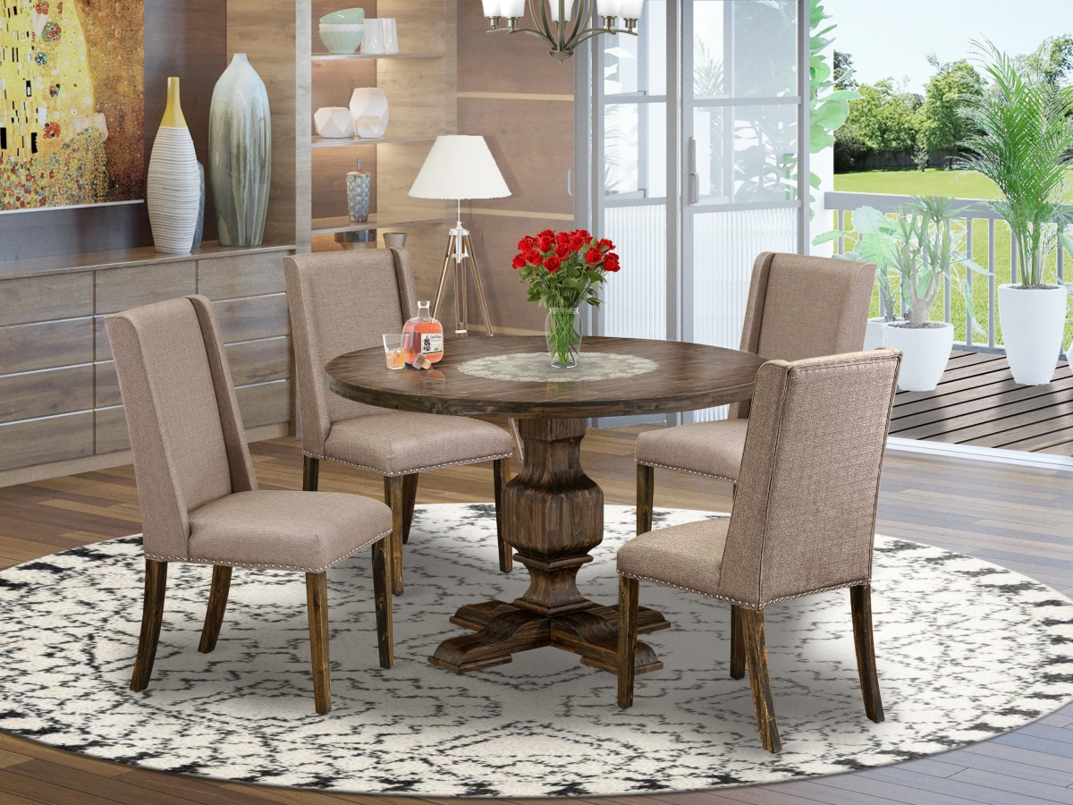 5 Piece Dining Set - Distressed Jacobean & Dark Khaki