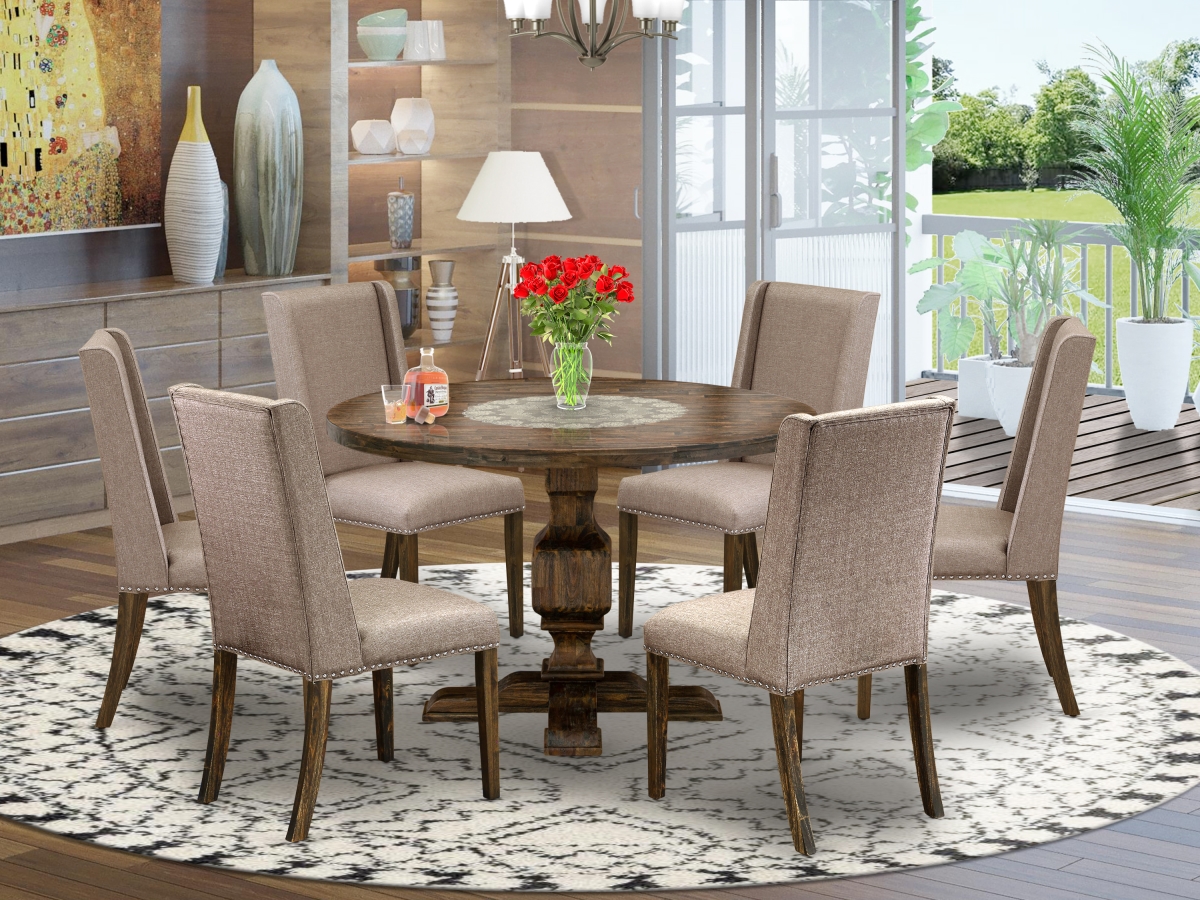 7 Piece Dining Set - Distressed Jacobean & Dark Khaki