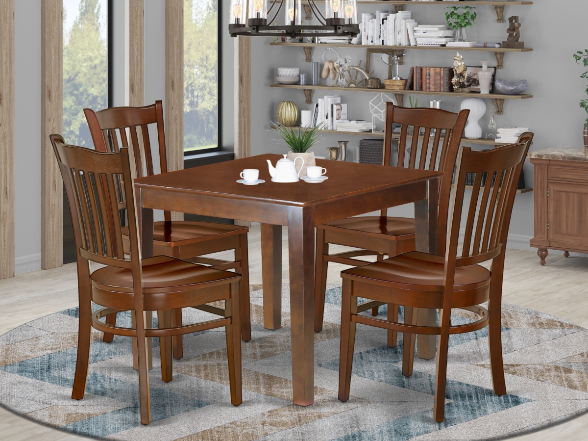 36 in. Oxford Square Dining Room Table & 4 Wood Seat Kitchen Chairs - Mahogany, 5 Piece -  GSI Homestyles, HO2232485