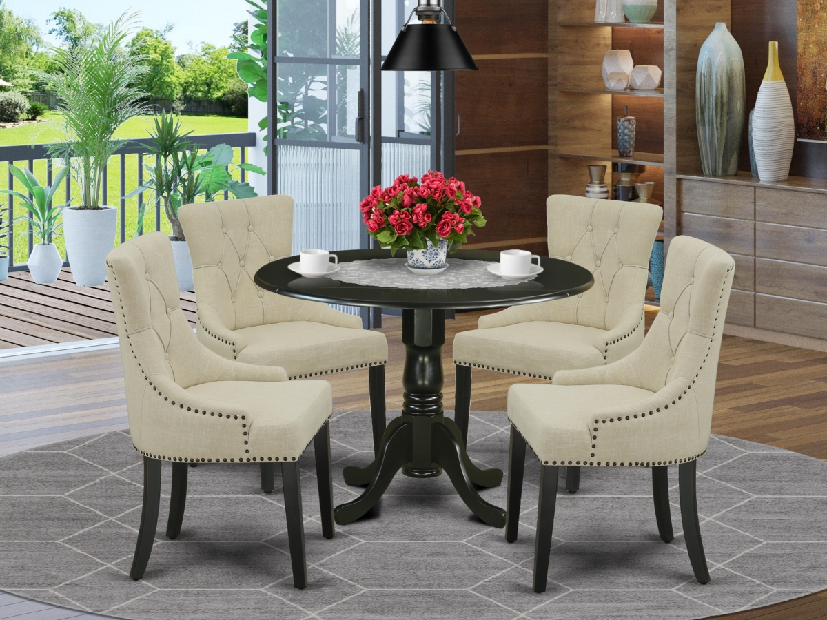 5 Piece Dublin Dining Set - Black & Light Beige