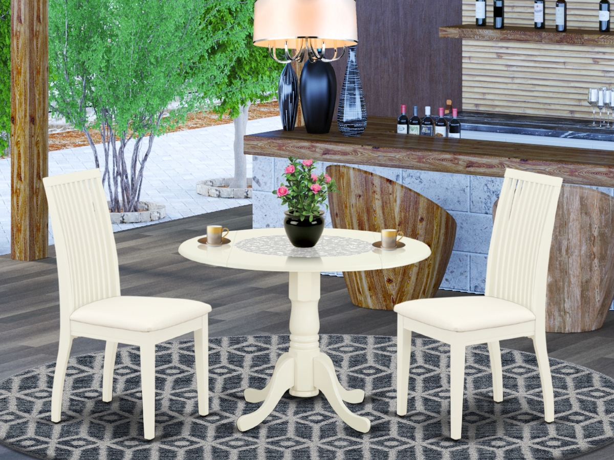 3 Piece Dublin Dinette Set - Linen White