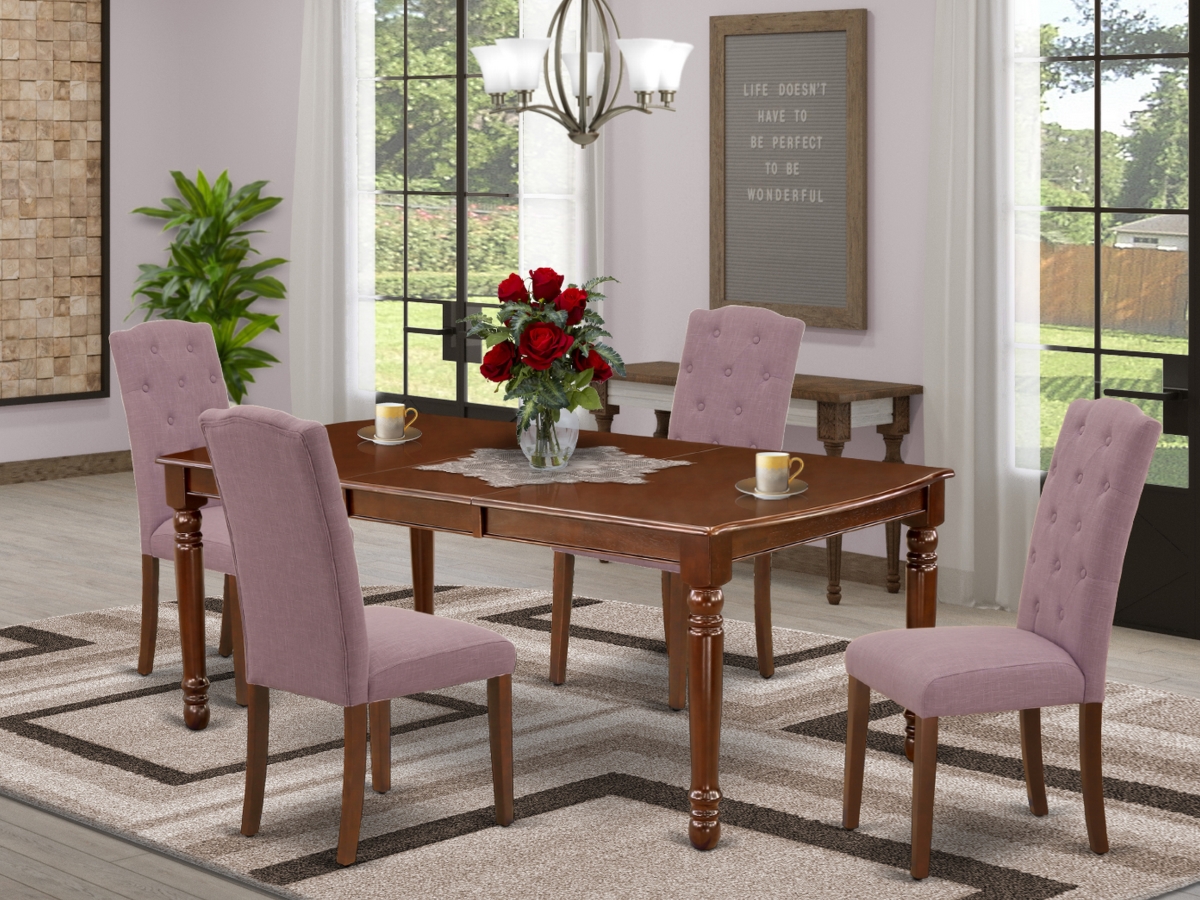 5 Piece Dover Dining Set - Mahogany & Dahlia