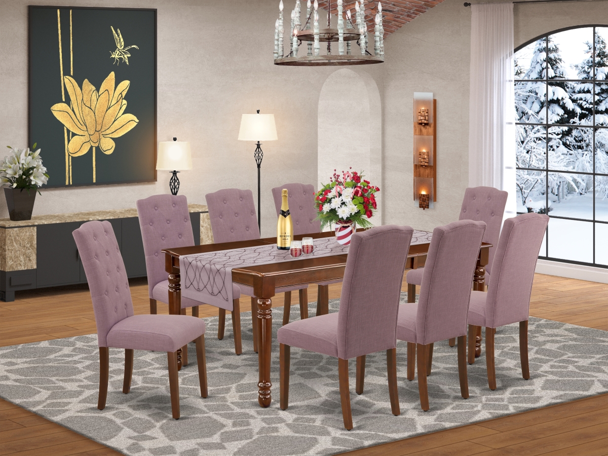 9 Piece Dover Dining Set - Mahogany & Dahlia