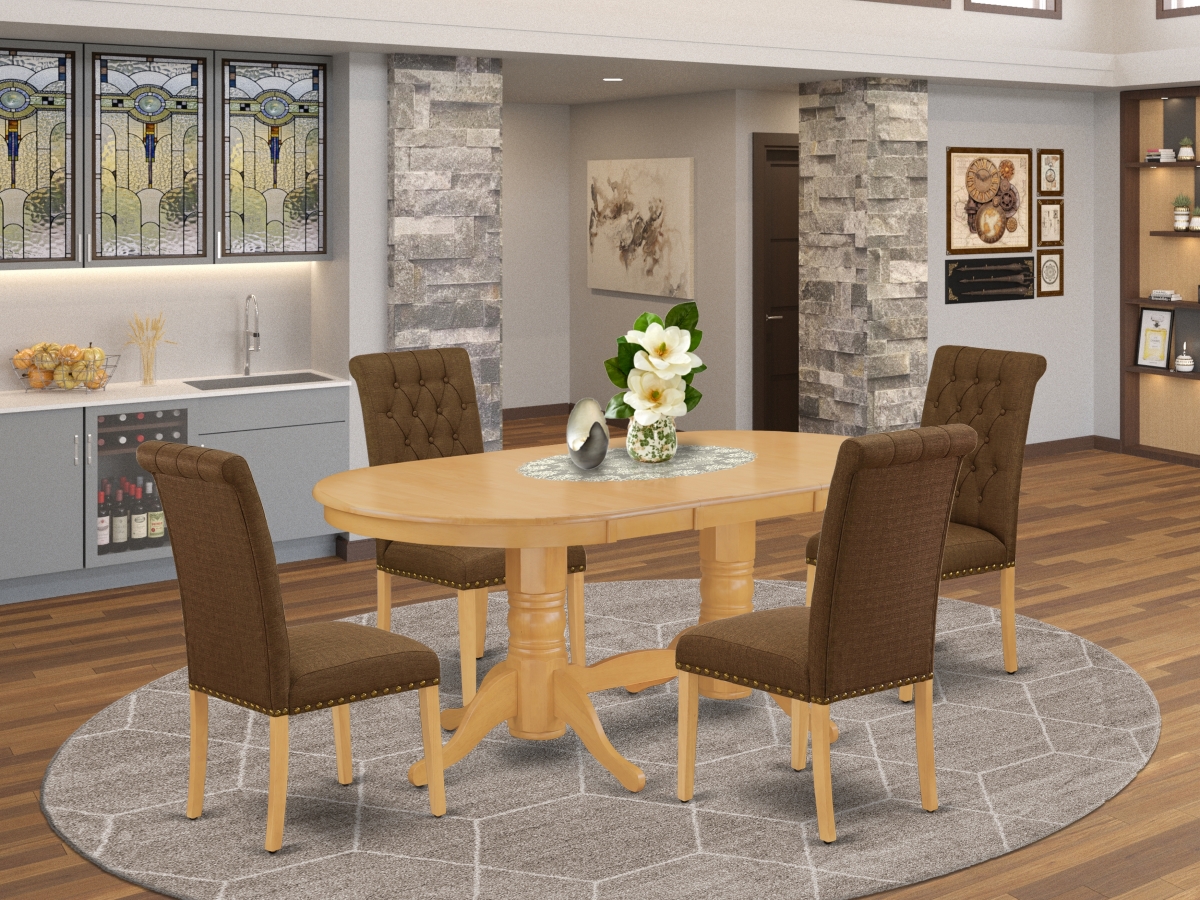 5 Piece Vancouver Dining Set - Oak & Dark Coffee