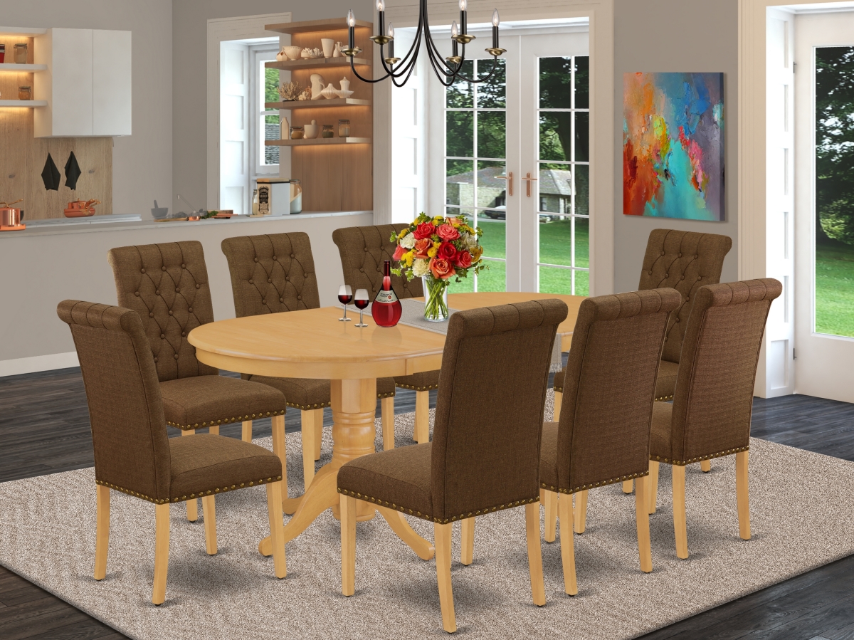 9 Piece Vancouver Dining Set - Oak & Dark Coffee