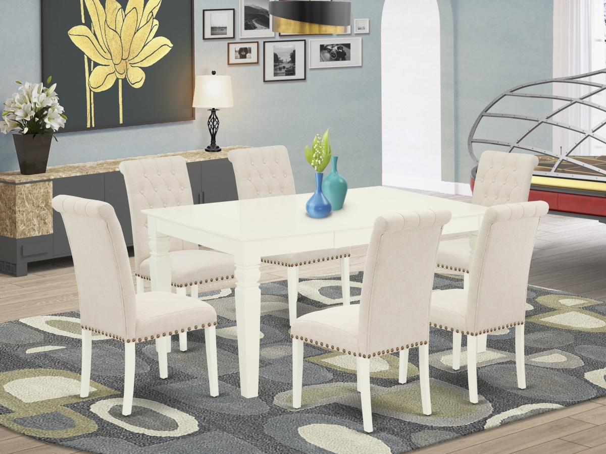 7 Piece Weston Dinette Set - Linen White & Light Beige