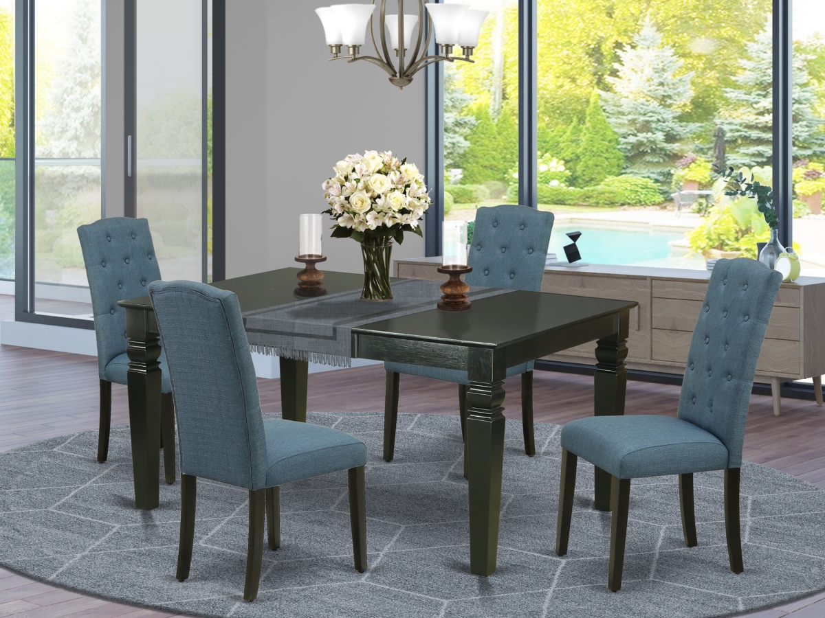 5 Piece Weston Dining Set - Black & Blue